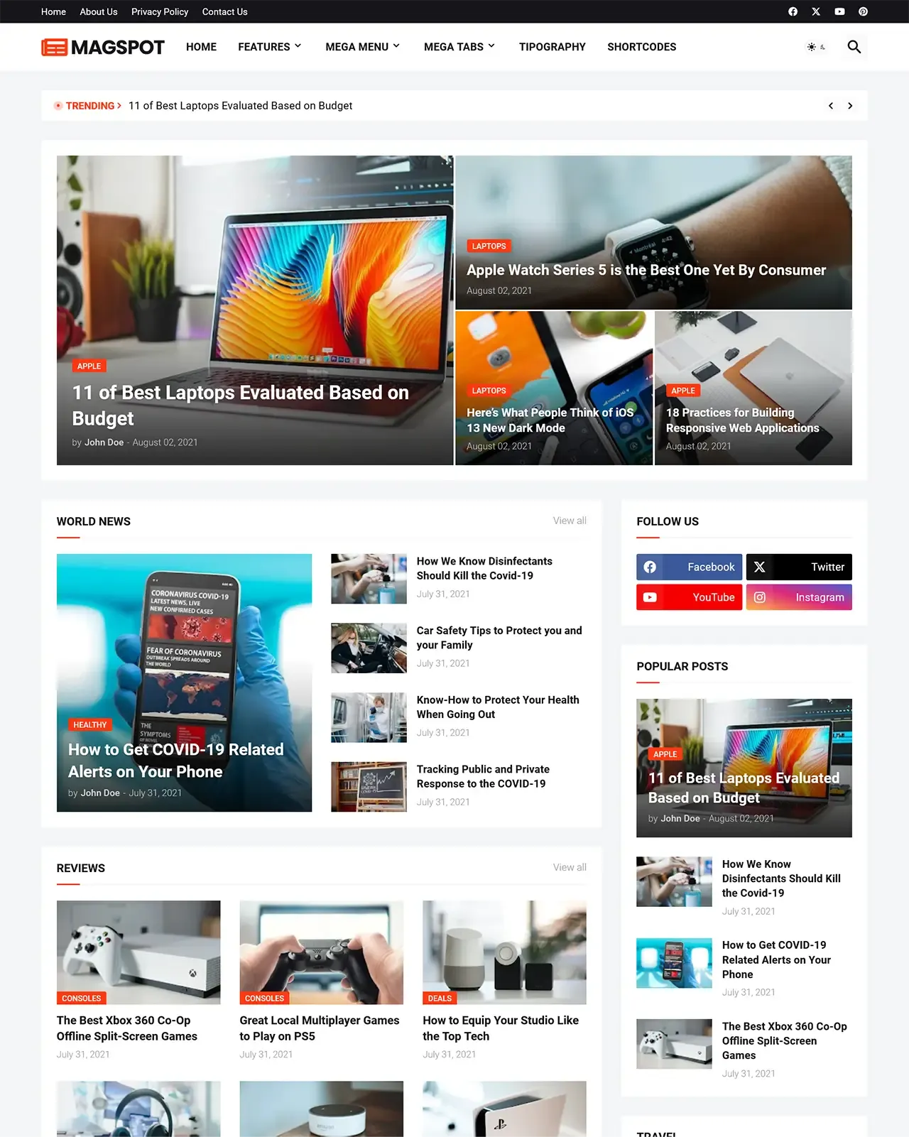 Magspot - Professional News & Magazine Blogger Template