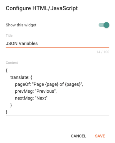 JSON Variables